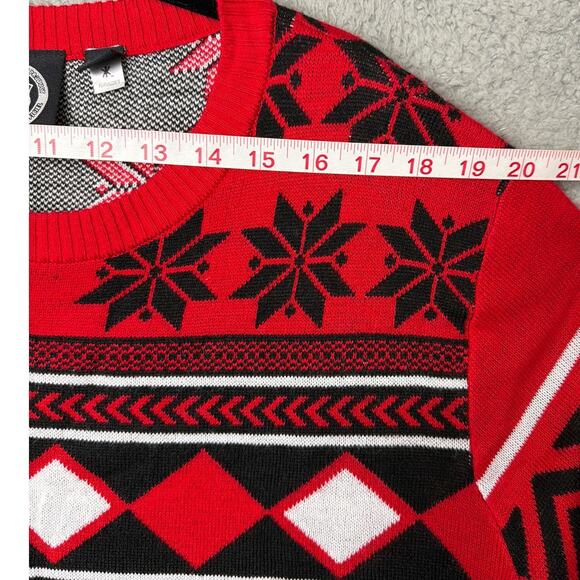 Chicago Blackhawks Ugly Christmas Sweater Red Black Size L Hockey Fans NHL - Picture 6 of 10